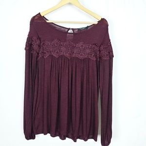 ⭐ Max Jeans Long Sleeve Peasant Top Plum Size M